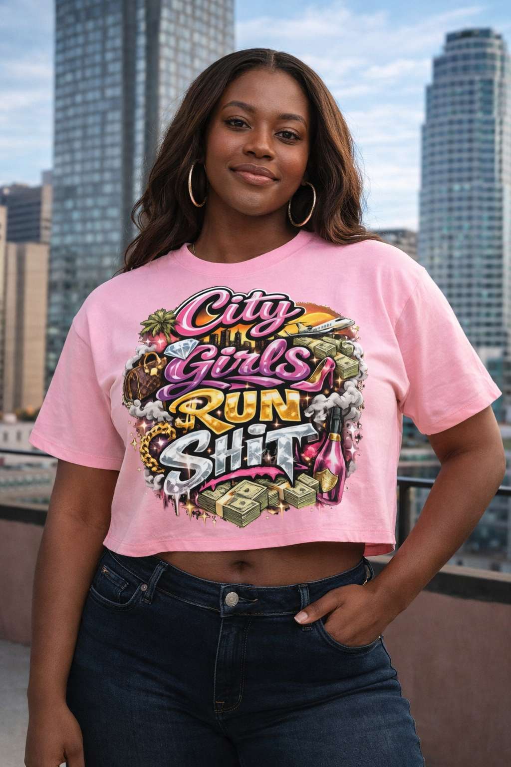 City Girls Run Shit - Bubblegum Crop Top