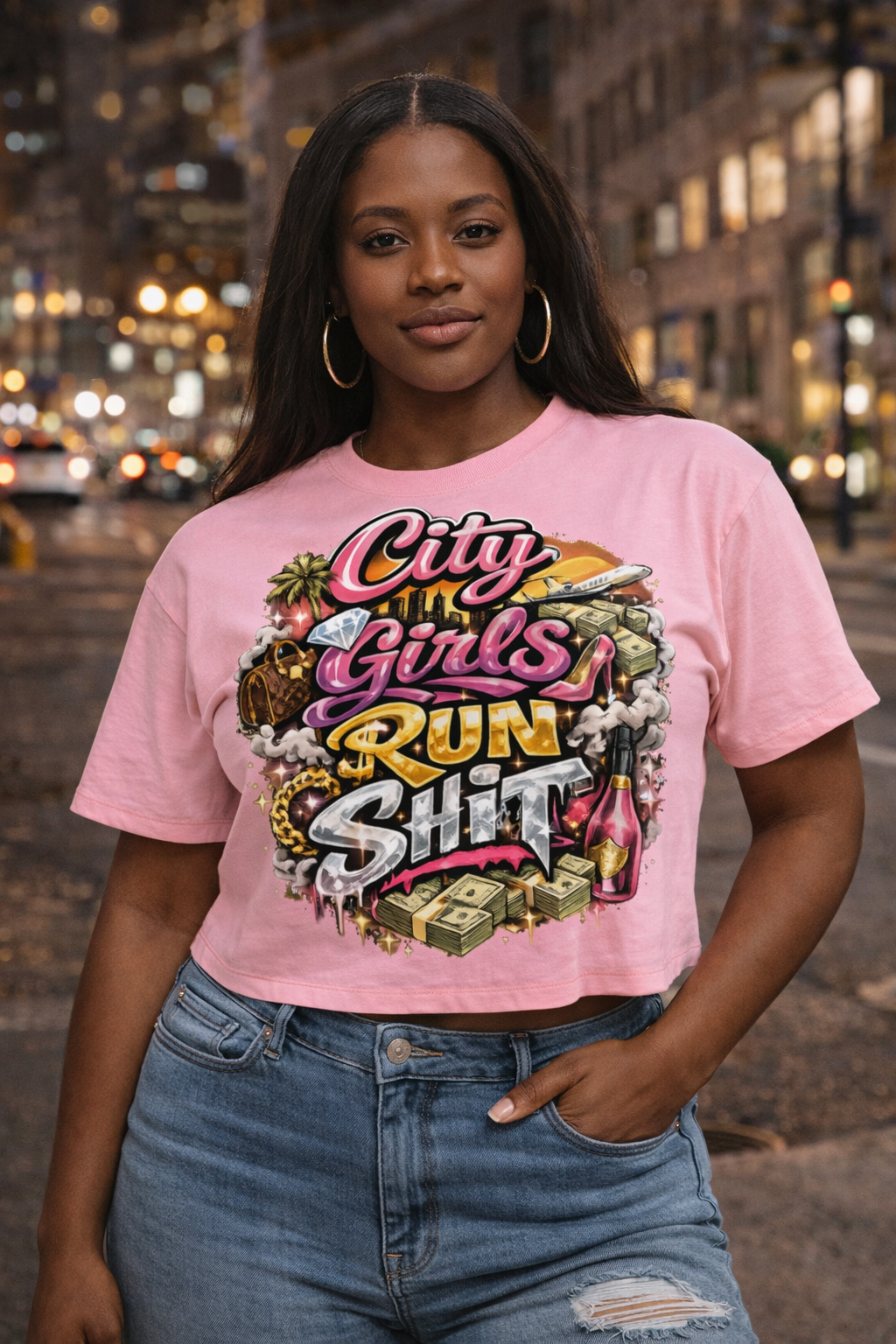 City Girls Run Shit - Bubblegum Crop Top