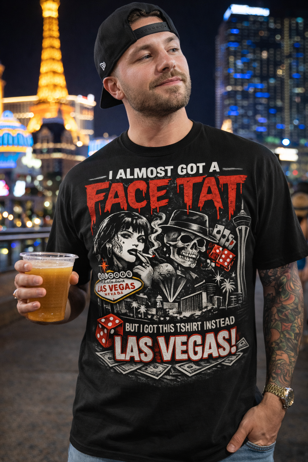 Almost Got A Face Tat in Las Vegas – Tee