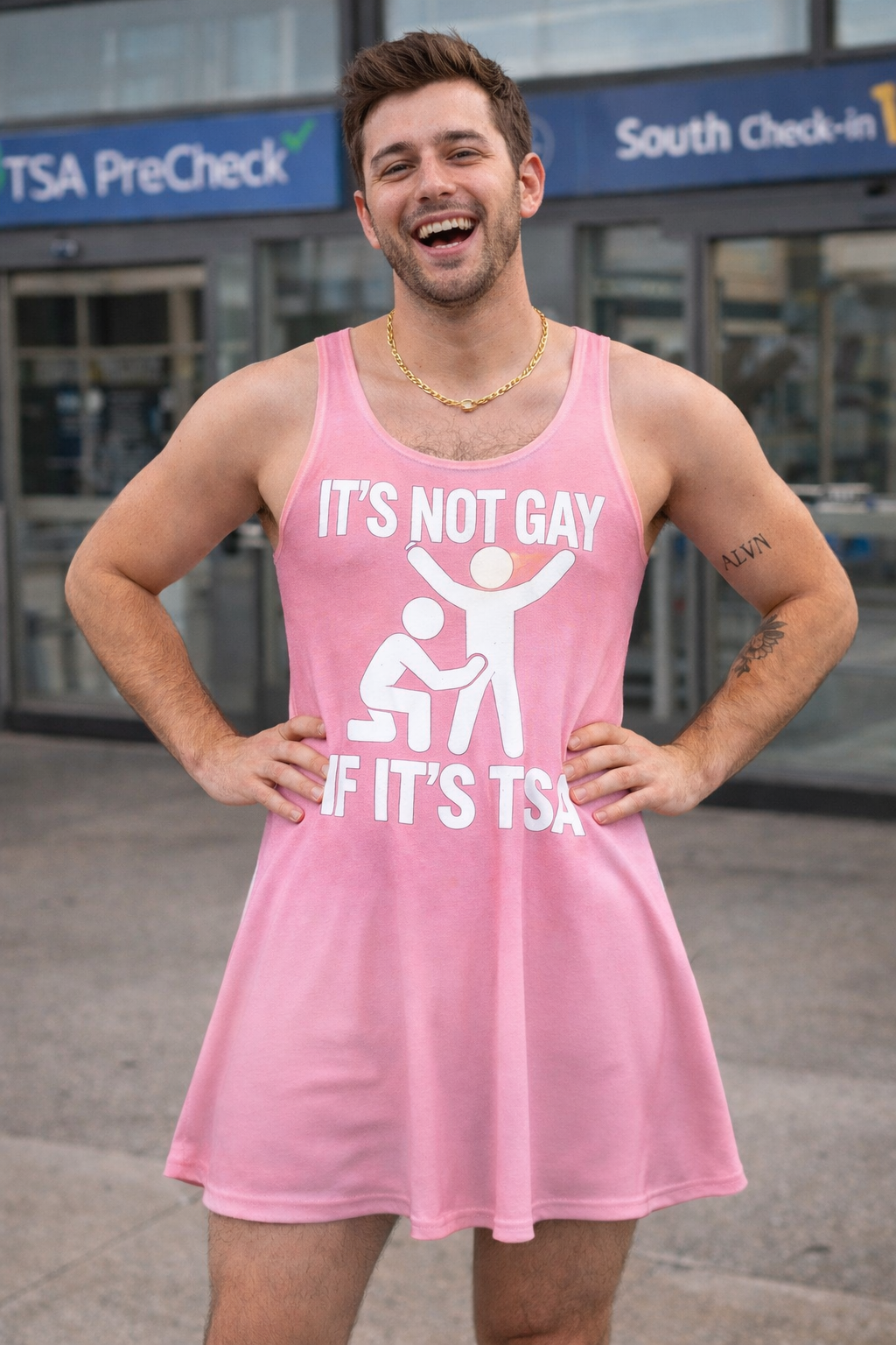 Its Not Gay If Its TSA - Pink Skater Dress